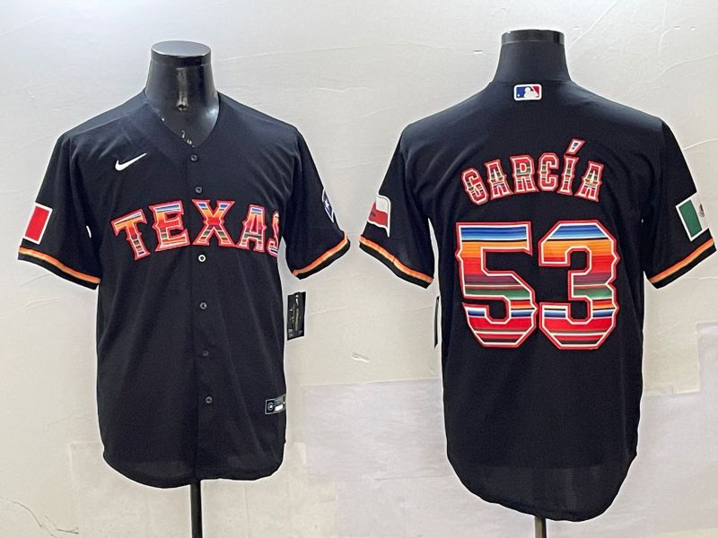 Men Texas Rangers #53 Garcia Black Mexico 2025 Nike MLB Jersey style 1->women mlb jersey->Women Jersey